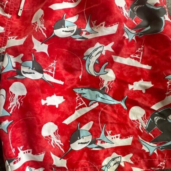 Peter Millar Men's XL Swim Trunks Red Shark Print Lined Nautical Shorts Pockets - Picture 4 of 10